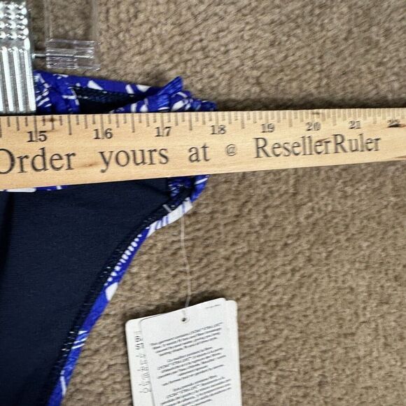 Athleta Swim Bikini Bottom Size XL Blue/White Batik Floral Print Low Rise NEW - Picture 6 of 9